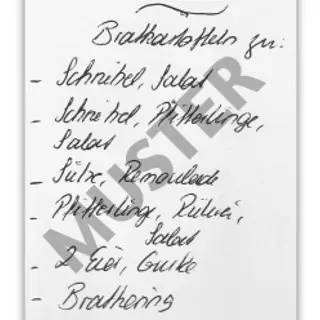 Handgeschriebene Speisekarte